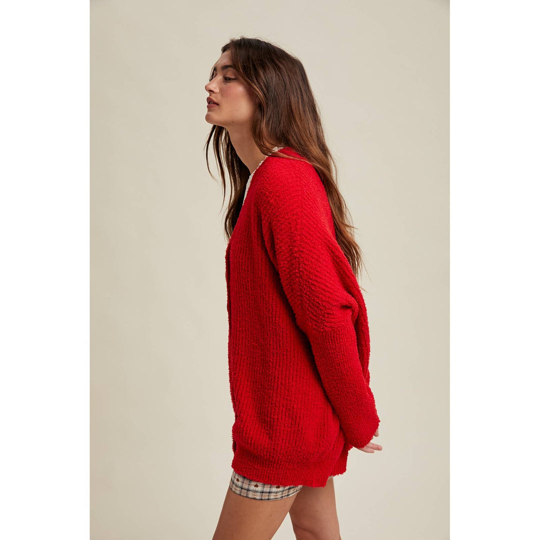 Susan red brushed cardi