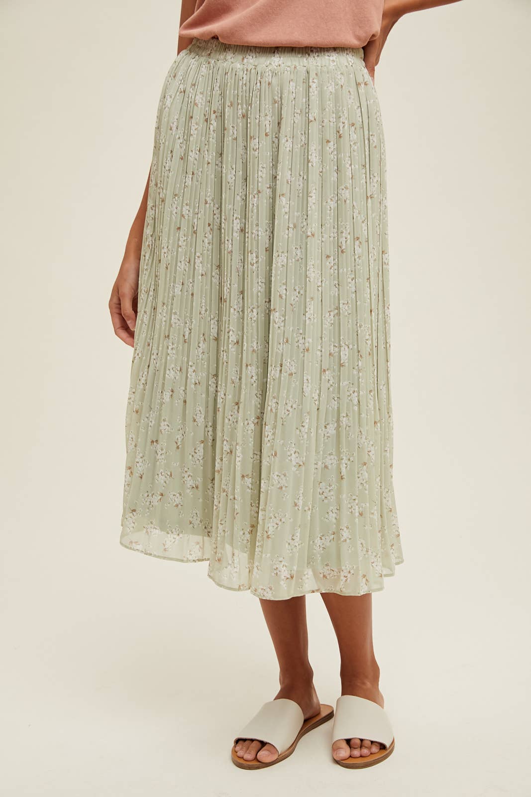 Sage Floral Meadows midi skirt