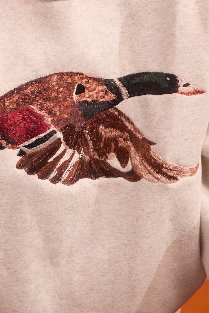 'MALLARD' Embroidered Mock-Neck Sweatshirt|Duck Mock Neck
