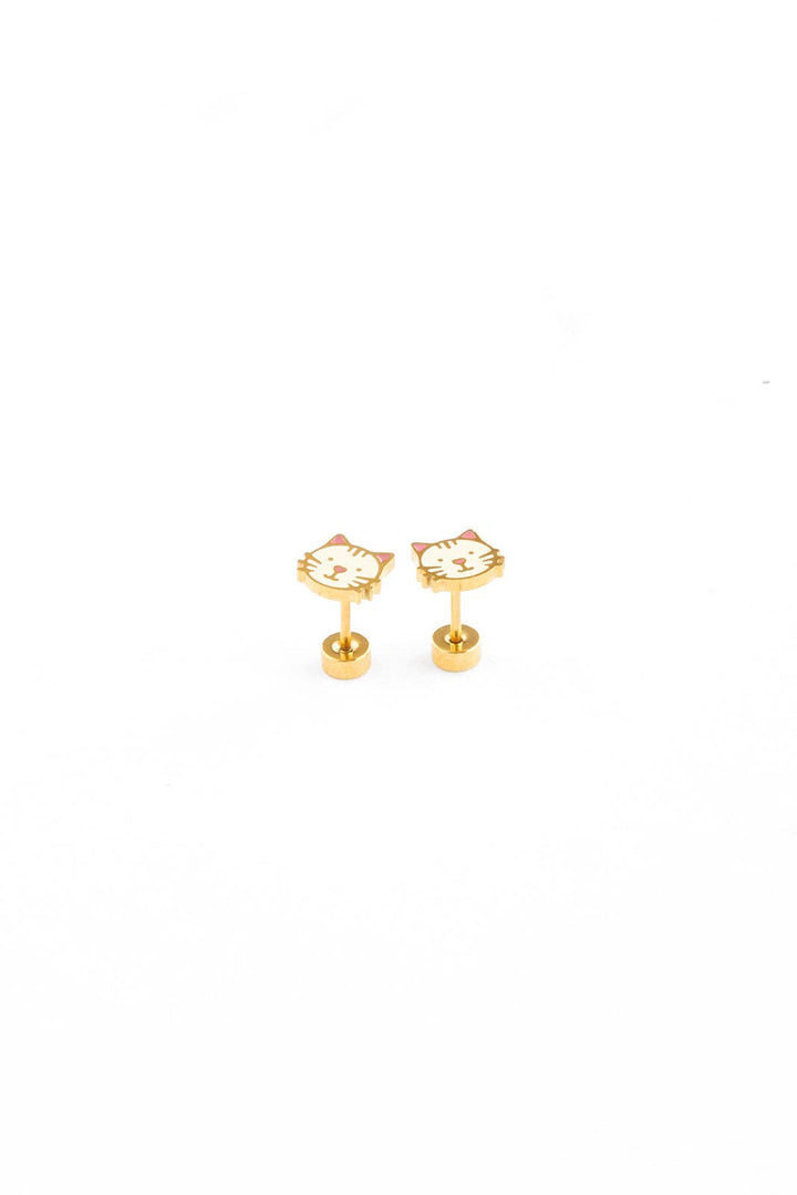 White Cat Earring