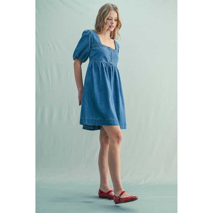 Bella Bubble Sleeve denim dress