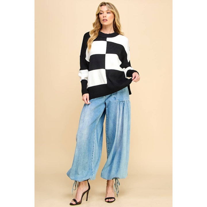 Checkered Block Sweater