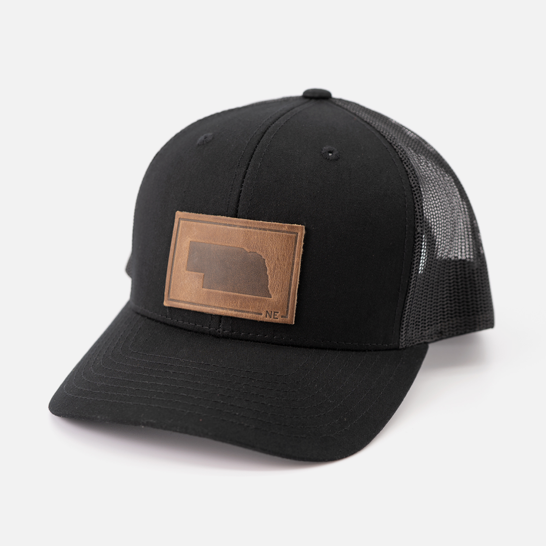 Nebraska Silhouette Hat | Leather Patch Trucker Hat