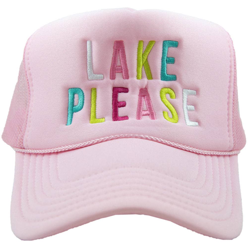 Lake Please Foam Snapback Trucker Hat: Light Pink