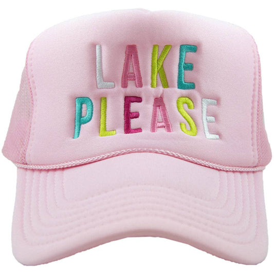 Lake Please Foam Snapback Trucker Hat: Light Pink