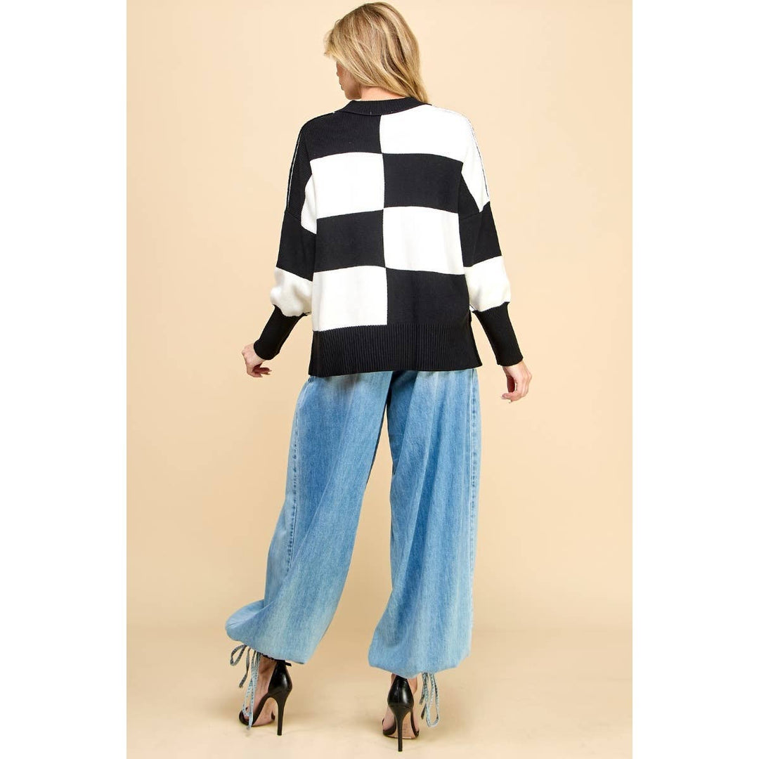 Checkered Block Sweater