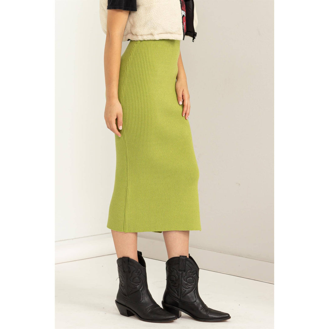 FASHIONISTA HIGH-WAIST RIBBED MIDI SKIRT