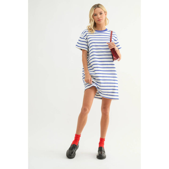 Oh Baby Blue STRIPED T-SHIRT MINI DRESS