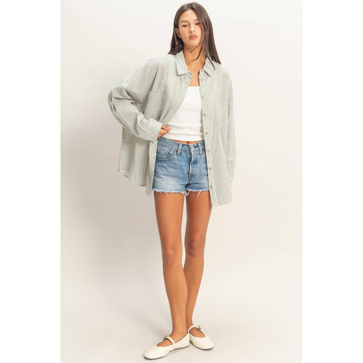 Ophelia Oversized Striped Button-Up Shirt