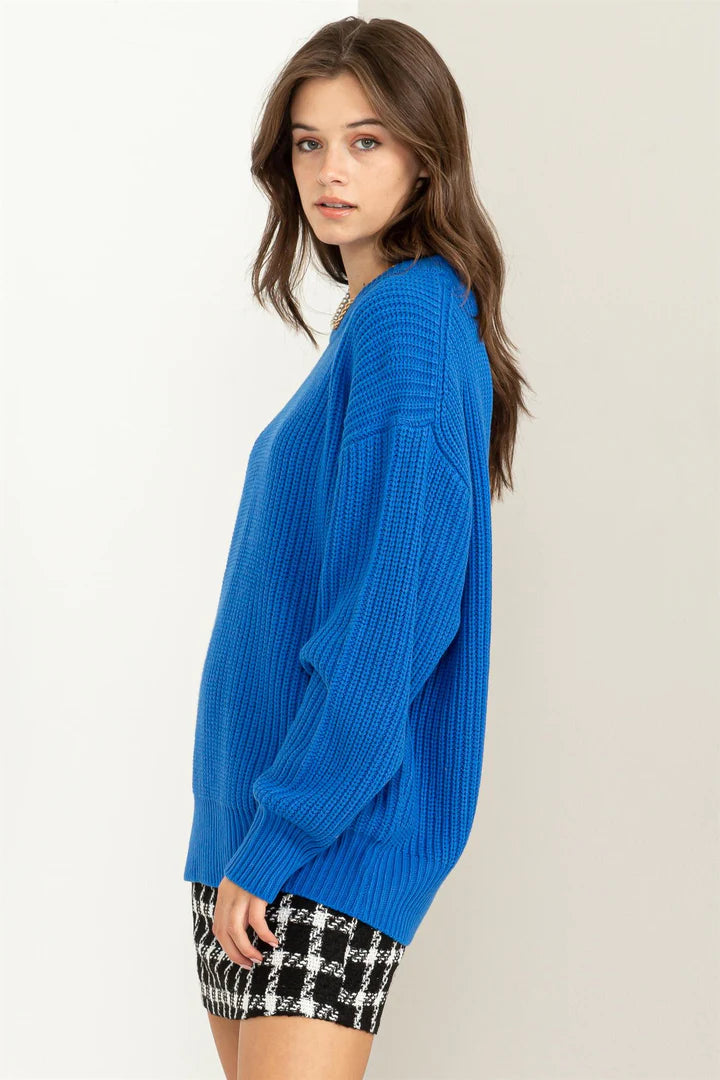 Feminine Touch Ribbed Pullover Sweater