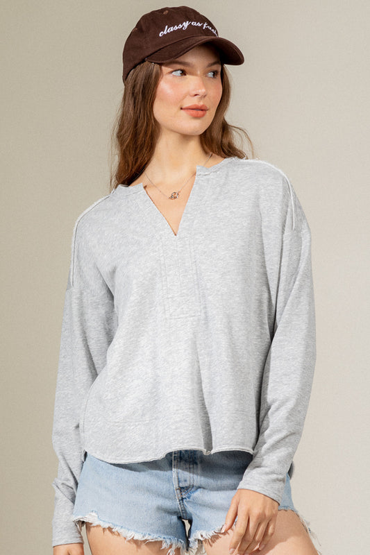 Heathered raw hem sweater