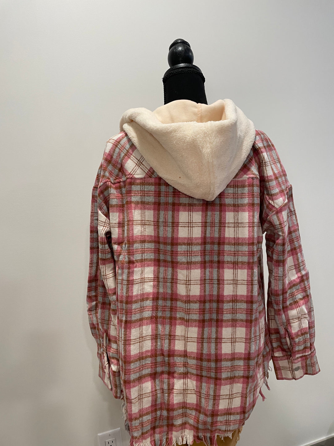 Pink Plaid Flannel Hooded Jacket
