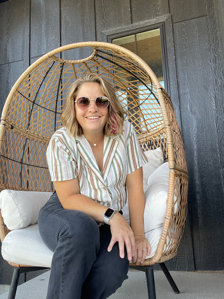 MINE FOR THE SUMMER STRIPE-PRINT CROPPED SHIRT