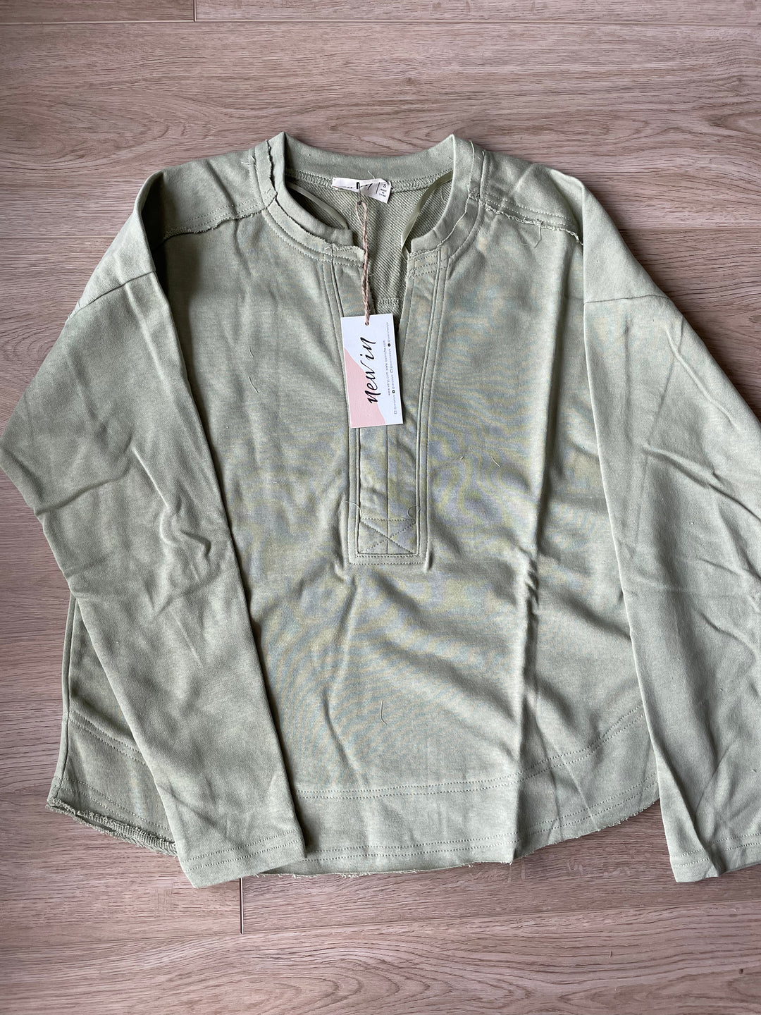 Sage Raw edge detail solid knit top
