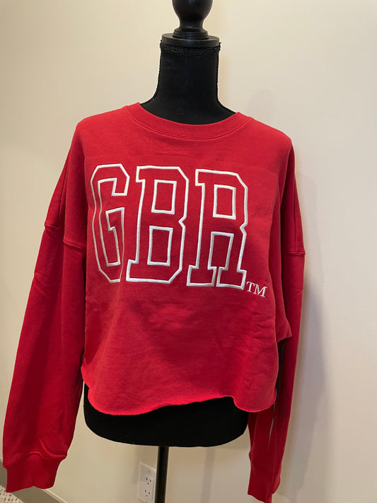 Nebraska Oversized Outline Crew - GBR Go Big Red cropped long sleeve crewneck with oversized fit from Onyx Native