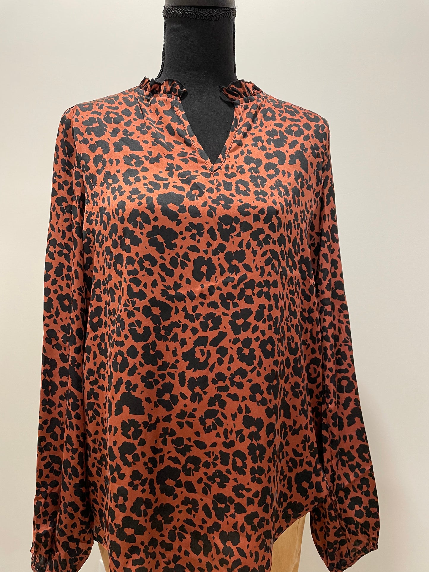 Leopard V Neck Long Sleeve