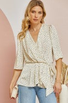 Ivory Dot Wrap Top