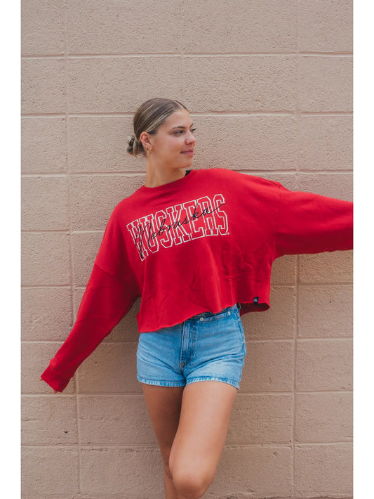 Univ Nebraska Owens Oversized Outline - Cropped Longsleeve