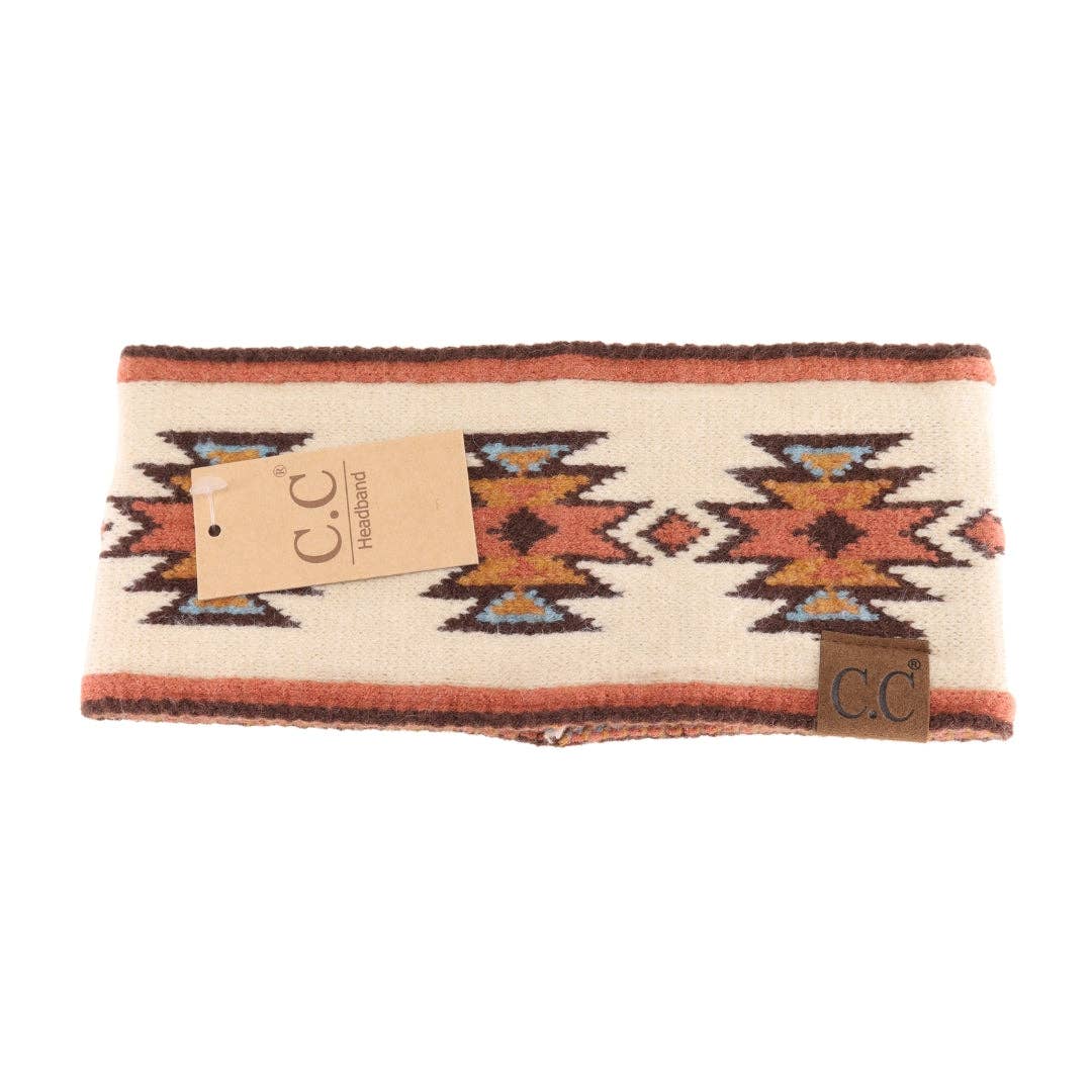 Southwestern Pattern Head Wrap HWE0030: Beige