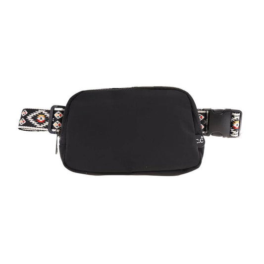 C.C Belt Bag with a popular Aztec print strap. Available in multiple colors. Spot clean only.