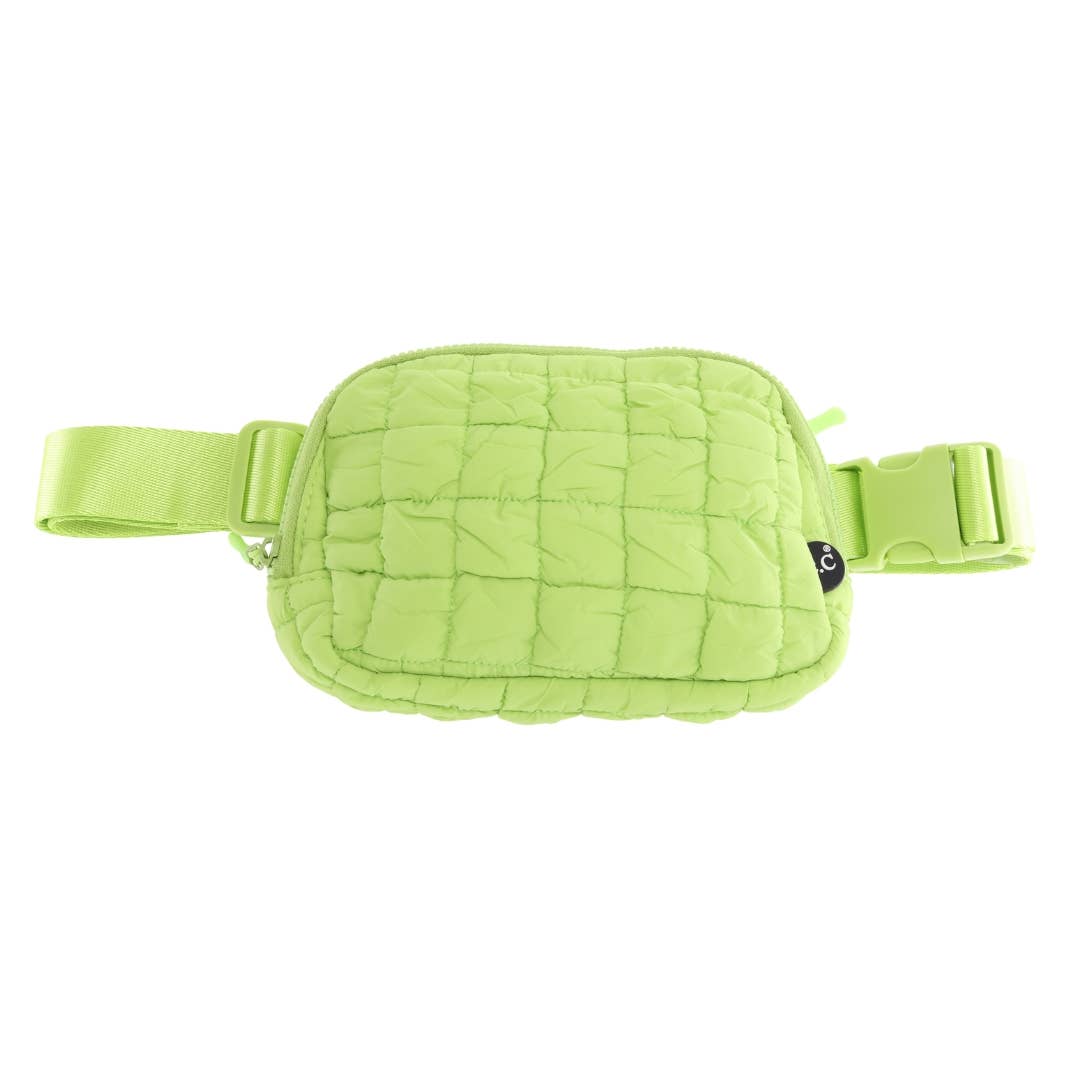 Quilted Puffer C.C Belt Bag-Lime