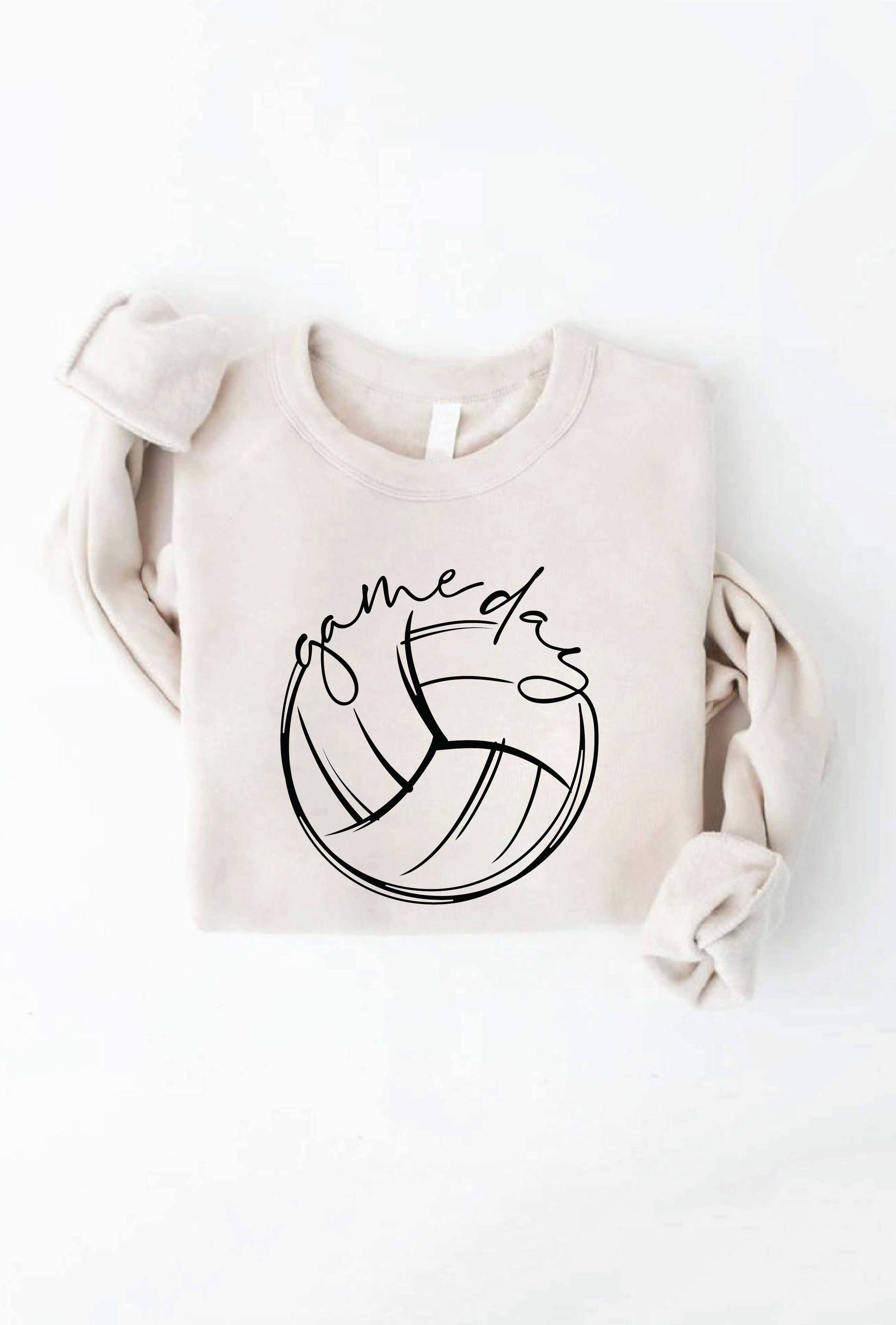 "GAMEDAY VOLLEYBALL" graphic sweatshirt in unisex relaxed fit. Made from plush sponge fleece fabric with crewneck, ribbed cuffs, and waistband for a stylish and comfortable look.