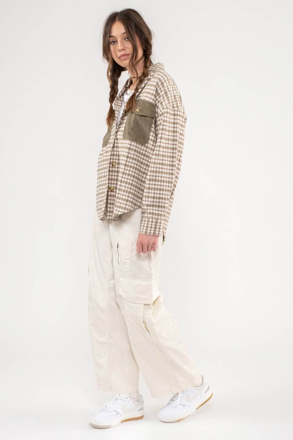RELAXED CONTRAST PLAID SHACKET