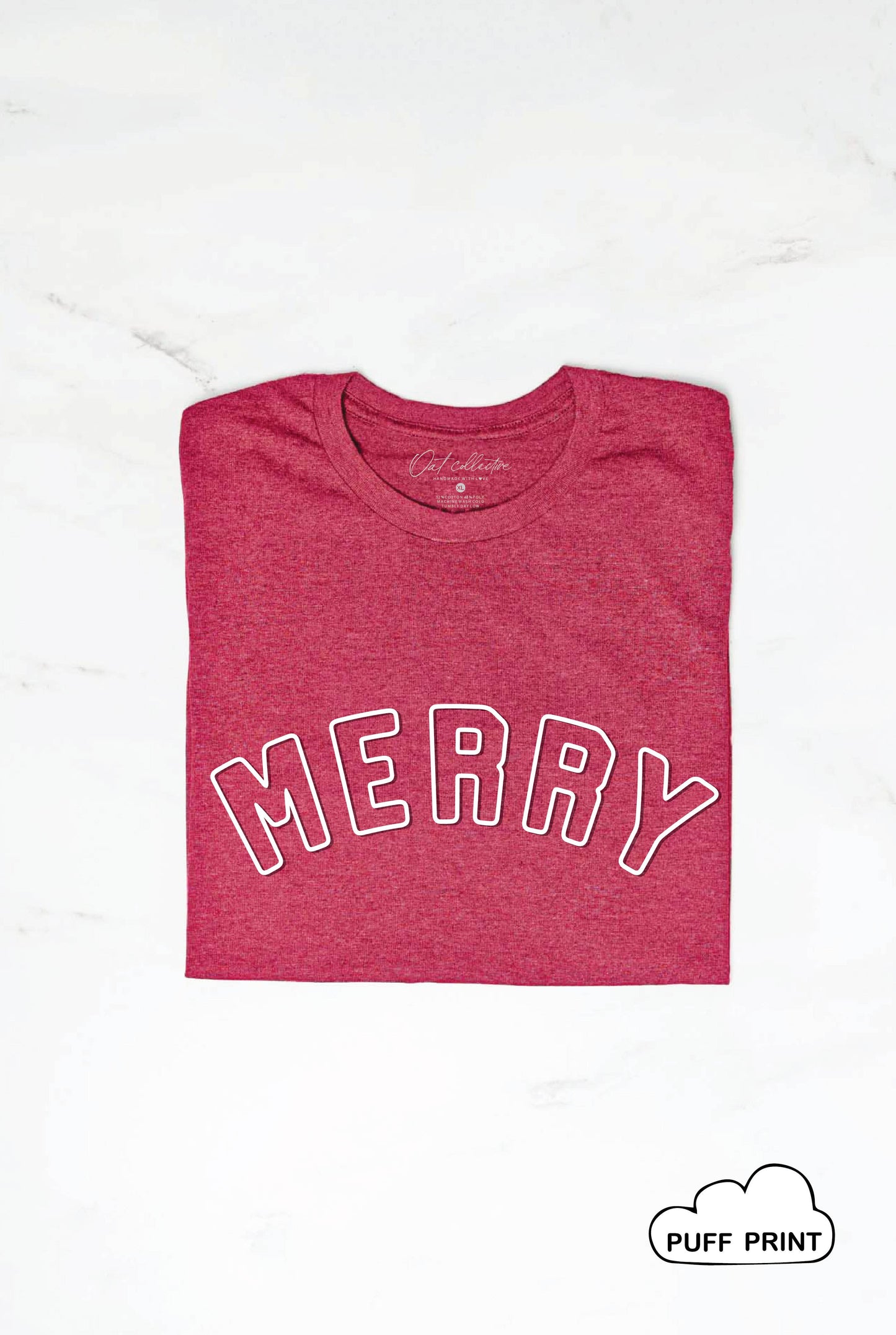MERRY PUFF PRINT Graphic T-shirt: XL / HEATHER RED