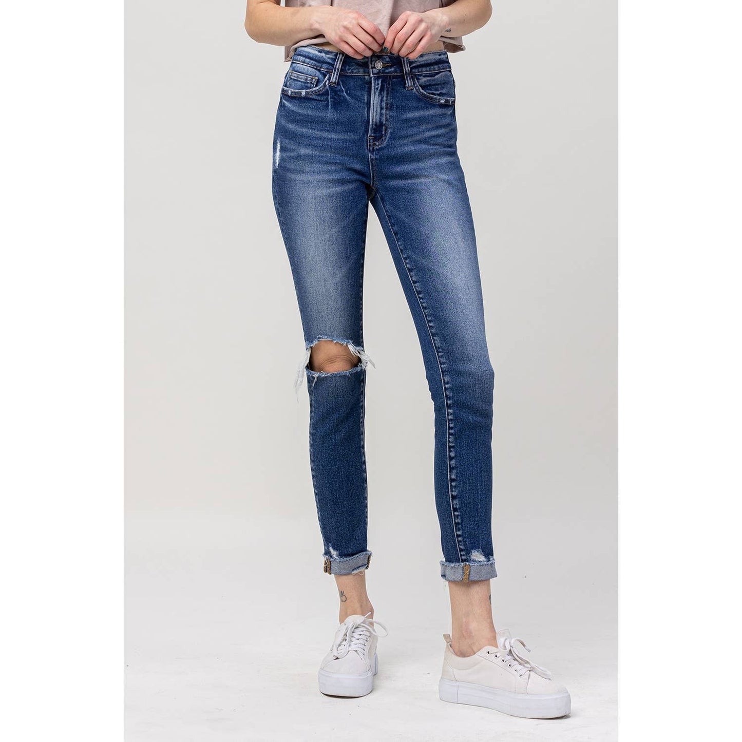 VERVET by Flying Monkey - HIGH-RISE SLIM CROP WITH DOUBLE CUFF