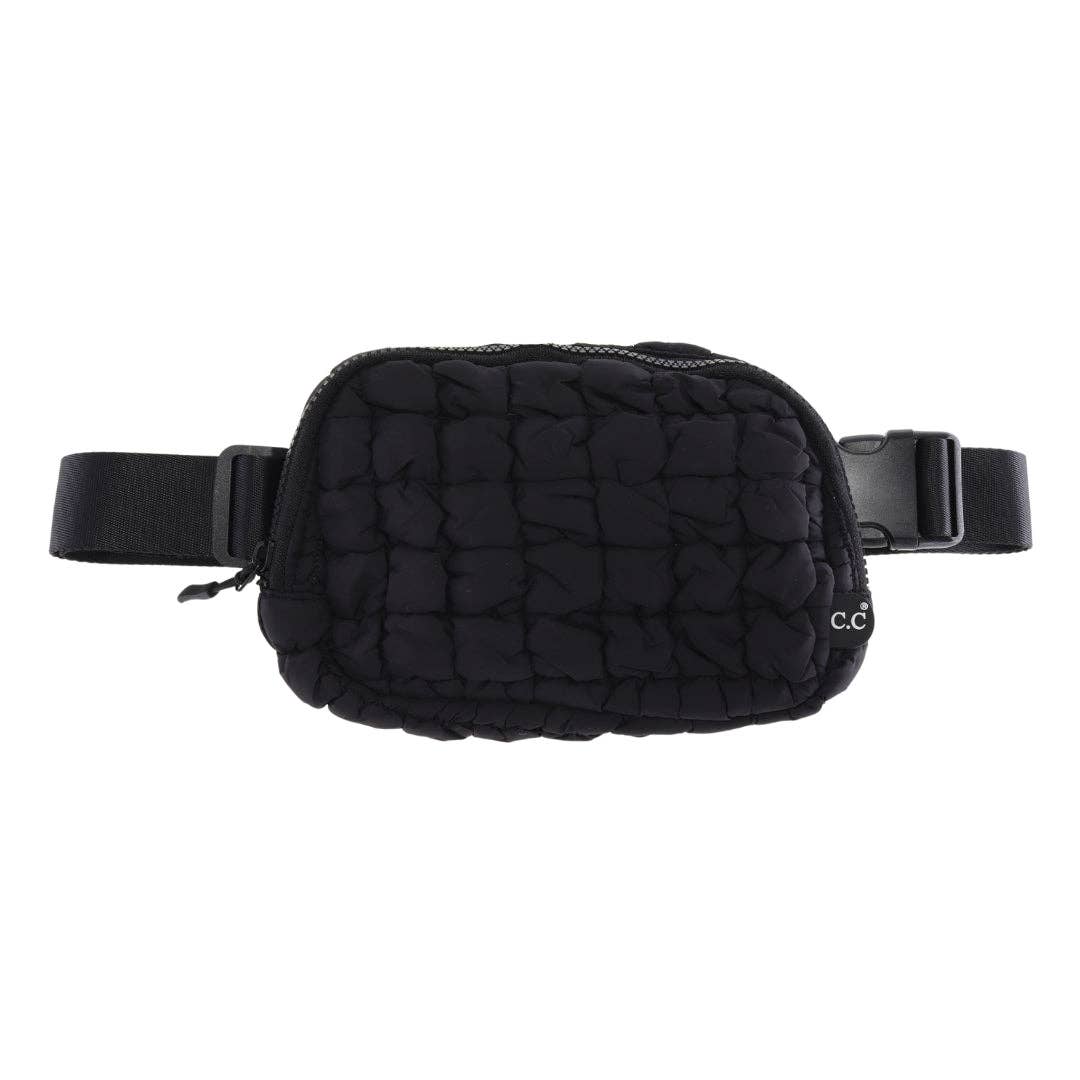Quilted Puffer C.C Belt Bag -Black