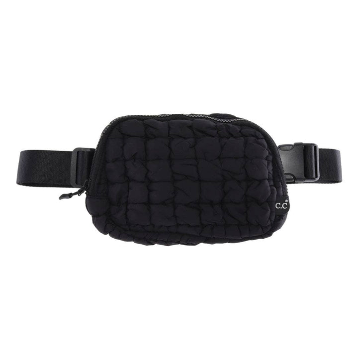 Quilted Puffer C.C Belt Bag -Black