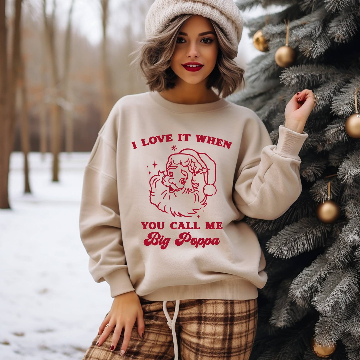 Santa Christmas Crewneck Sweatshirt, Call me Big Poppa: