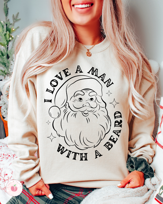 I love A man with a beard, Santa Claus Christmas Sweatshirt