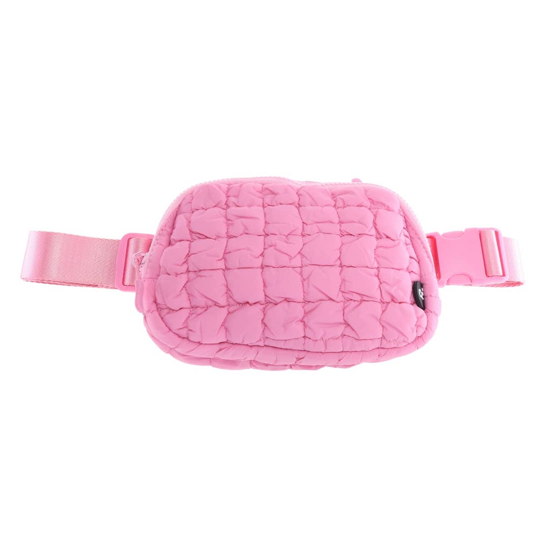 Quilted Puffer C.C Belt Bag-Barbie Pink