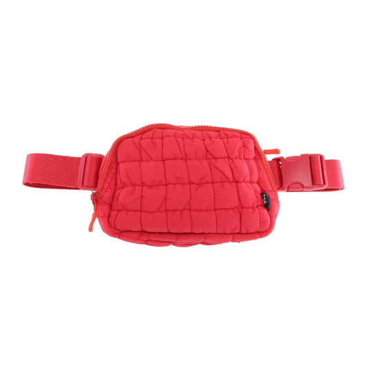 Quilted Puffer C.C Belt Bag -Red