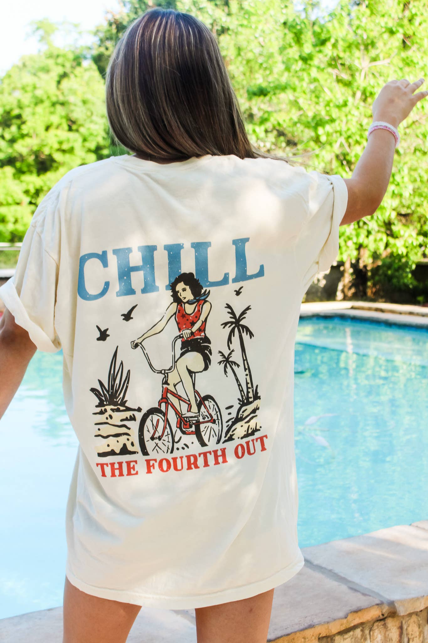 CHILL THE FOURTH OUT graphic tee in ivory and natural colors, available in Gildan, Bella, or Comfort Colors, slim unisex fit