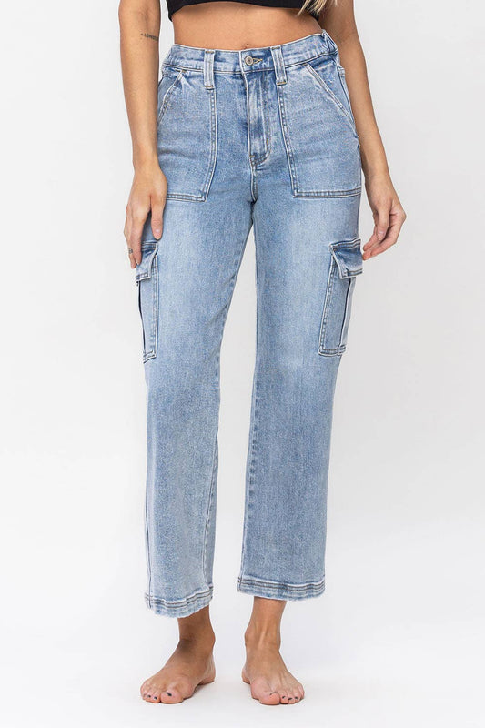 SUPER HIGH RISE CARGO DAD JEANS