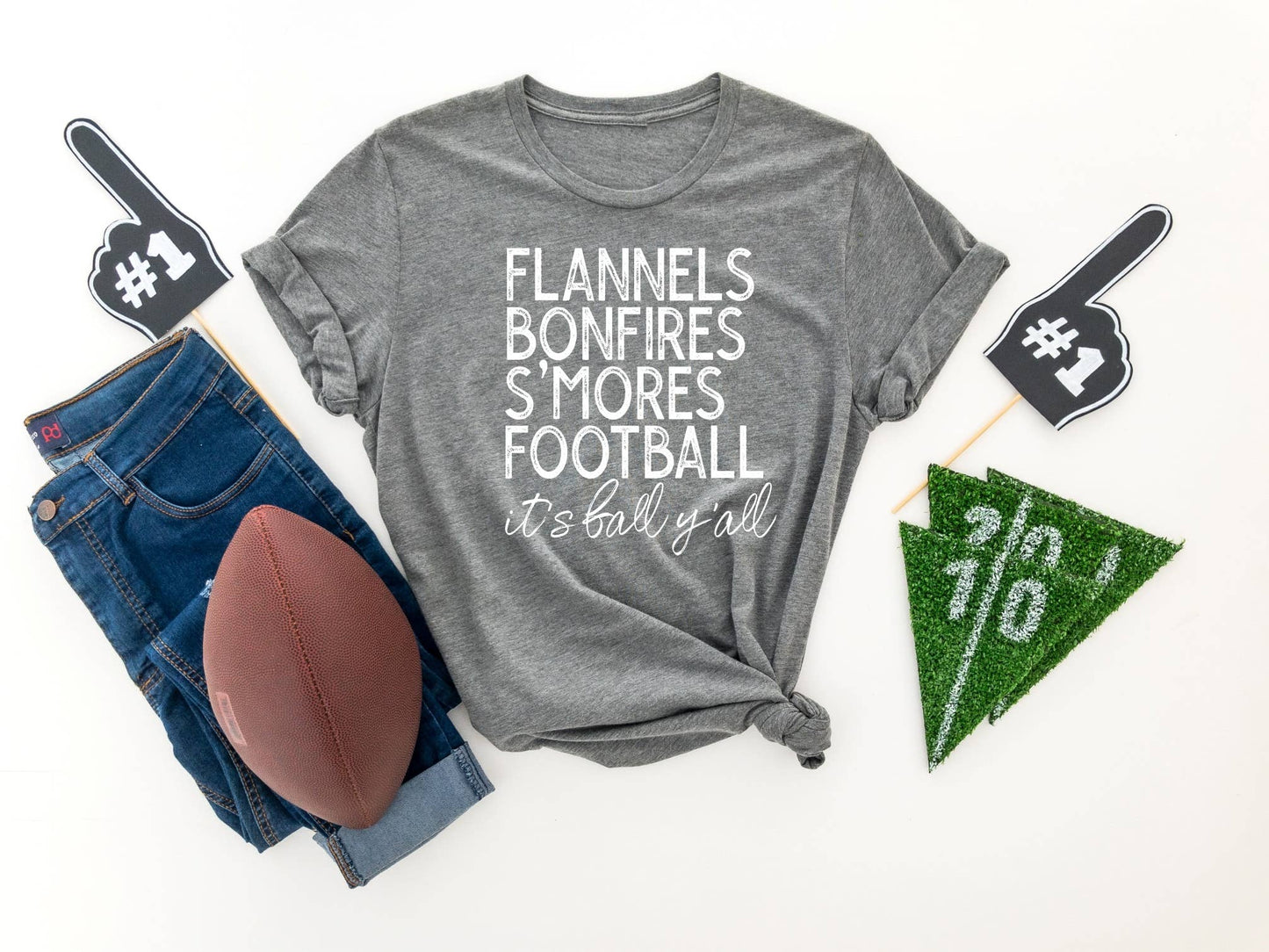 FLANNELS BONFIRES SMOORES FOOTBALL GRAPHIC TEE FREE SHIPING